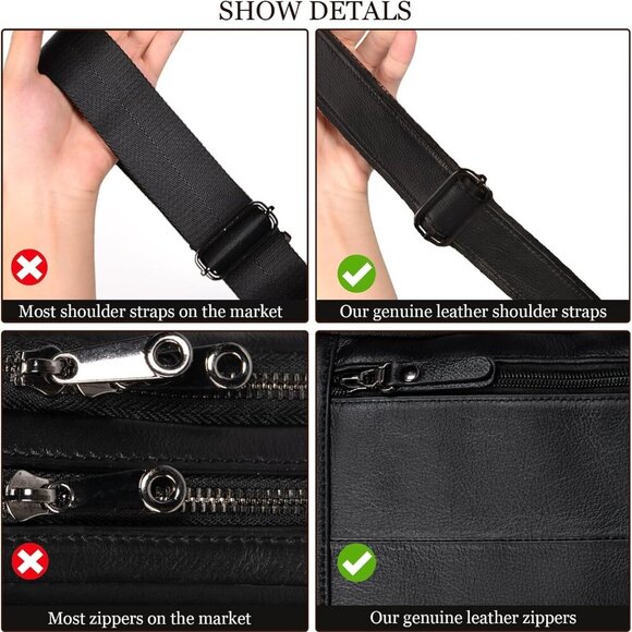 Leather Messenger Bag for Men, Small Leather Sling Shoulder Bag Messenger Pack f - Picture 6 of 7